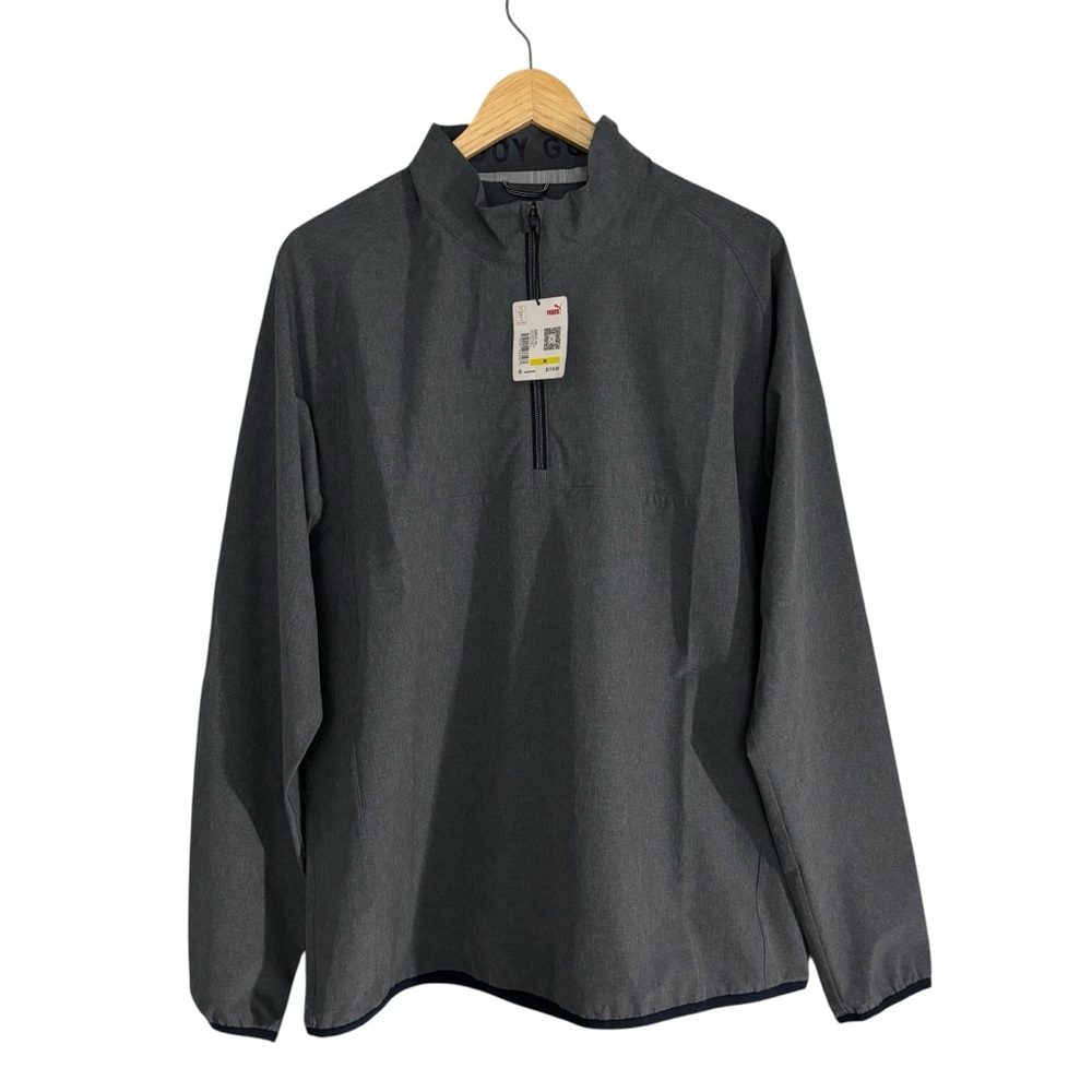 PUMA Men's Coastal Woven Quarter-Zip Pullover Gray Blue